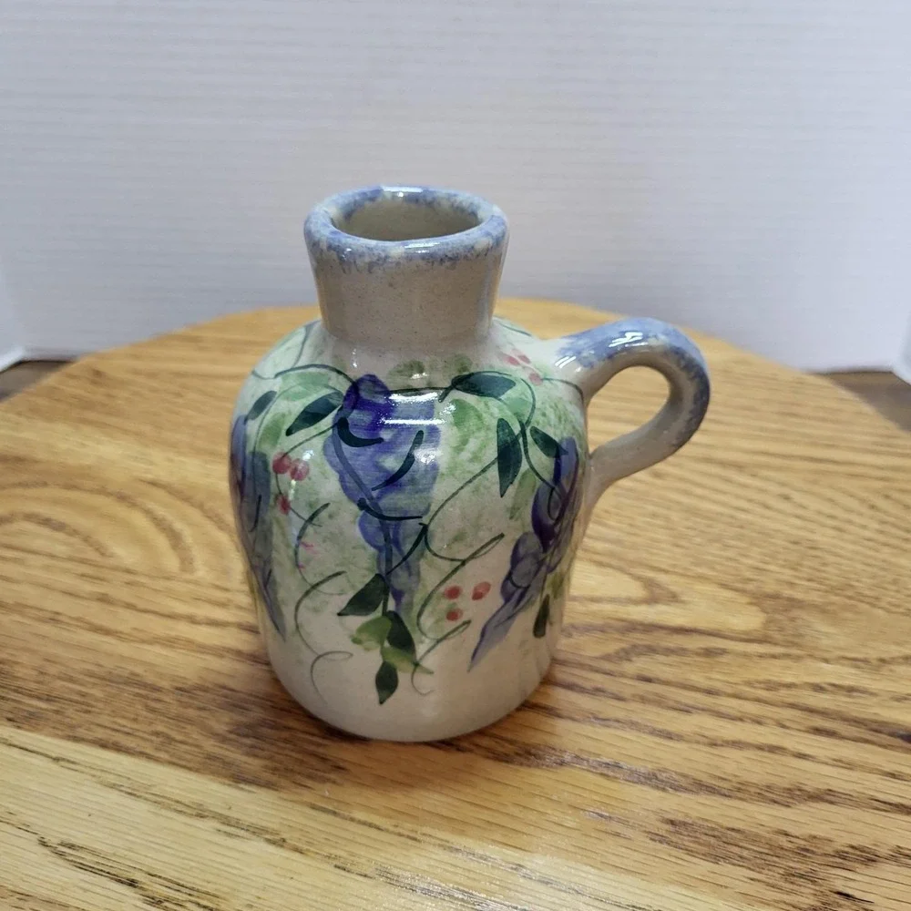 VTG Yesteryears Collection Stoneware Jug Marshall Pottery Wisteria Purple Vine